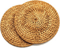 Trivets for Hot Dishes - Woven Rattan Trivets Hot Pads for Dinning Table,Kitchen Heat Resistant Straw Dish Coasters Placemats Pot Holder (Dia. 11.8 Inch 2 Pieces)