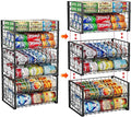 JKsmart 2-Tier Stackable Rack Organizer for Pantry, Adjustable Dispenser Holds Up to 90 Cans, Storage Holder for Various Ounces of Canned Drinks, Black, 3 Pack