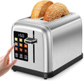 Touch Screen Toaster 2 Slice Stainless Steel Toaster with Digital Countdown Wide Slot LCD Display 2 Slice Toasters Smart Toasters 9 Shade Settings with Defrost/Bagel/Cancel Function