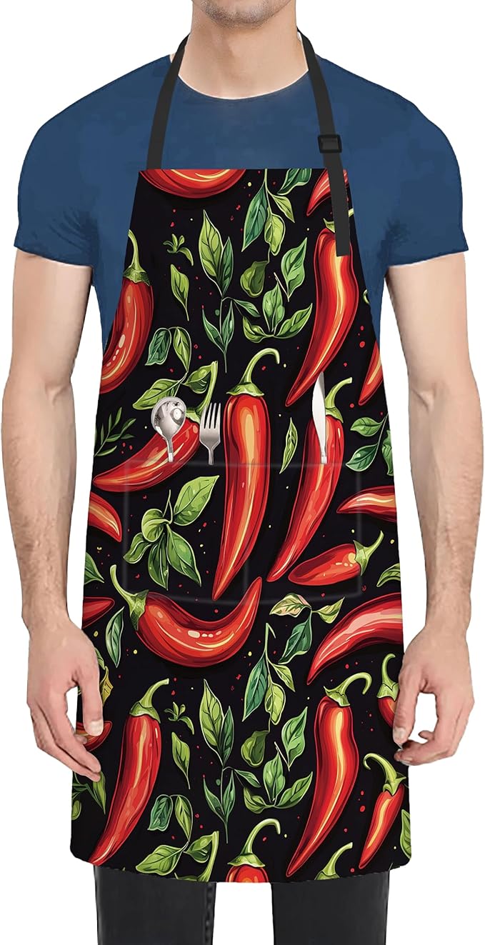 Kitchen Apron with Pocket,Waterproof Adjustable Neck and Long Ties, Cooking Baking Gardening Painting Apron for Women