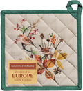 Maison d' Hermine Pot Holders 100% Cotton Heat Resistant Potholders 8" x 8" Hot Pads with Loop for Thanksgiving Christmas Decorations BBQ Cooking Baking Handling Hot Pans (Pack of 1, Recolte)
