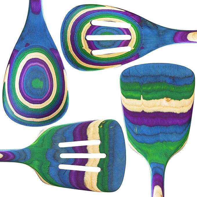 Totally Bamboo Baltique Mumbai Collection 4 Piece Cooking Utensil Set, Safe for Nonstick