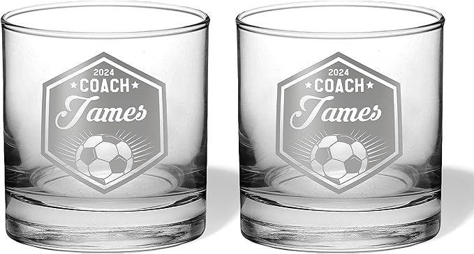 Soccer Coach Beer Glasses - Soccer Coach Gifts Personalized Coach Pint Glass Engraved Coach Award Soccer Beer Glass End of Season Gifts Coach (Soccer, Dbl Whiskey Gift Box)