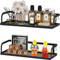PUSDON Hanging Storage Baskets Organizer Wall Mount, Metal Wire Storage Bin Rack for Kitchen Bathroom Shower Spice Shelf Home Decor Essentials Black-2 Packs (Hollowout)