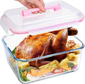 190oz / 24Cup Extra Large Glass Storage Containers with Lids, Glass Bread Box Airtight Bread Container, Ideal Food Storage Containers, Roasting Turkey/Chicken/Cookie, Oven&Dishwasher Safe
