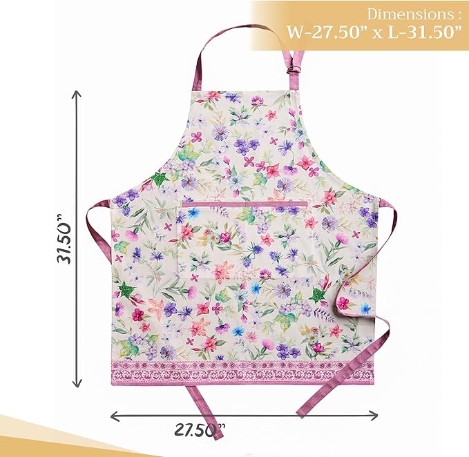 Maison d' Hermine 100% Cotton Apron for women with Pocket Kitchen Chef Apron for Men Cooking Gardening Server Waitress