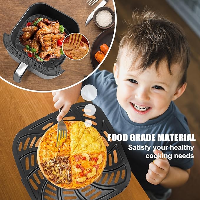 Air Fryer Replacement Tray for Gourmia GAF856 GAF826 Air Fryer, Nonstick 9.8''*9.8'' square Air Fryer Replacement Parts Rack Grill Pan Grill Plate Crisper Plate for Gourmia 8QT Air Fryer