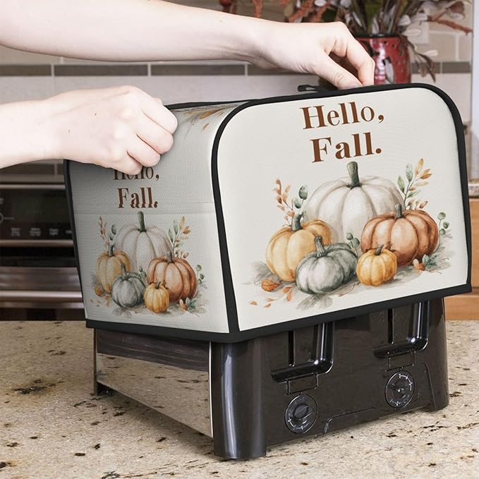 Toaster Cover 4 Slice Watercolor Pumpkin Fall Thanksgiving Kitchen Small Appliance Covers with Pockets Dust and Fingerprint Protection