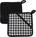 Pot Holders for Kitchen 2 Pack Heat Resistant Hot Pads for Kitchen Counter Decor Silicone Non-Slip Hot Pads with Soft Cotton Lining Pot Holder Trivets for Kitchens Oven Cooking Baking Pans,Black Plaid