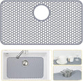 Silicone Sink Protectors for Kitchen Sink with Rear Drain - 26"x 14" Kitchen Protector Accessory, Non-Slip Heat Resistant Grid Mat for Bottom of Farmhous Peorcelain Stainless Steel(Rear Hole)