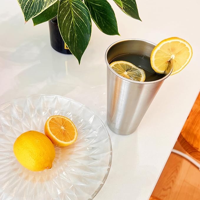 24OZ 8pack Stainless Steel Pint Cups Shatterproof Cup Unbreakable Tumblers -Metal Cups - Stackable Durable cup，Chilling Beer Glasses, for Travel, Outdoor, Camping, Everyday，Restaurant