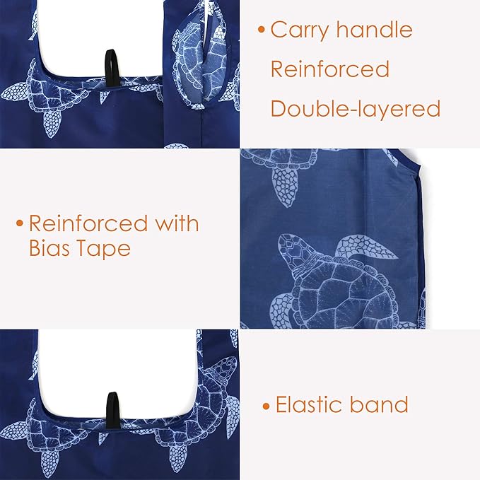 BeeGreen Reusable Grocery Bags Foldable 12 Pack Large Cute Totes - Heavy Duty Washable Holiday Cloth Gifts Bag with Handles, Reusable Gift Bulk Shopping Bags for Groceries for Women Animal Lover