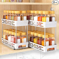 Pull Out Spice Rack Organizer for Cabinet, 2 Pack Slide Out Spice Racks Organizer, Spice Cabinet Organizers, Cabinet Size Need:12'' Highx11'' Deepx5'' Wide,Hold 10 Spice Jar Each Tier-2Tier, White