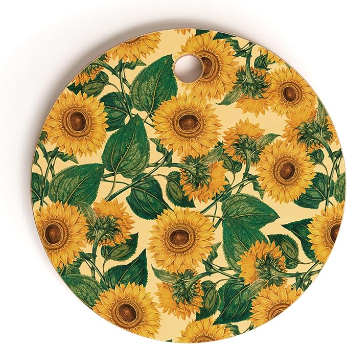 Society6 Bamboo Cutting Board- Kitchen Decor by Burcu Korkmazyurek - Unique Cutting Boards for Kitchen, 11.5" x 11.5" x 0.5", Helianthus Annuus