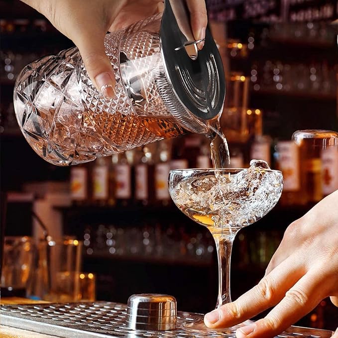 Cocktail Mixing Glass - Premium 22oz - Solid, Stable, Sturdy Hand Blown Crystal - Professional Quality Barware - Gift for Wedding, Anniversary, Birthday, Father's Day