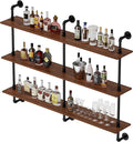 3-Tier Industrial Pipe Floating Shelf – Rustic 48 inch Wood Wall-Mounted Storage Shelf for Kitchen Office,Bathroom & Home Decor -Walnut