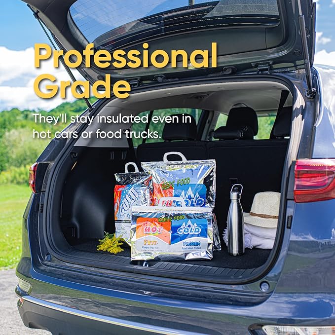 Superio Hot and Cold Insulated Bags for Food Delivery, Grocery Shopping Bags, Food Storage for Hot and Frozen Food for Travel, Disposable Cooler Bag