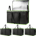 Bodaon 4-Pack Cooler Insulated Food Delivery Bag for Doordash/Uber Eats, XXX-Large Thermal Bags for Catering/Hot Pizza, Travel/Camping/Picnic Basket，Grocery Reusable Warmer Frozen, Black-Green Edge