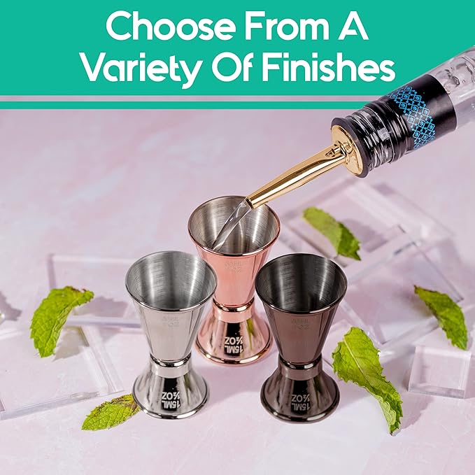 Modern Mixology 8-Piece Cocktail Shaker Set, 24oz Stainless Steel Bartender Kit with Velvet Giftable Bag, Curated Travel Cocktail Kit for Hosting Essentials (Copper)