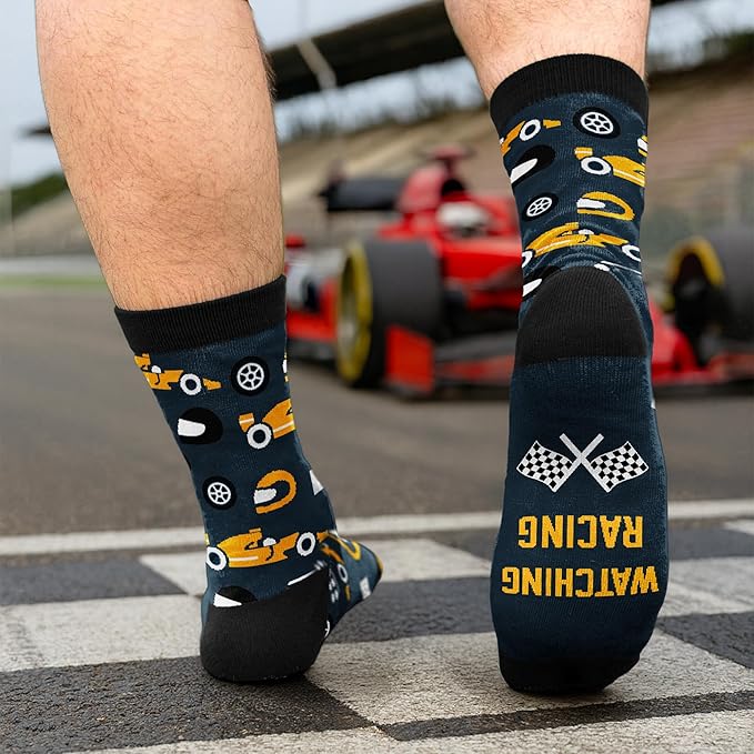 VICRAZY Racing Car, Sport Car Socks for Men, Women - Formula 1 Gifts, Racing Socks, Stocking Stuffers for Men, Women