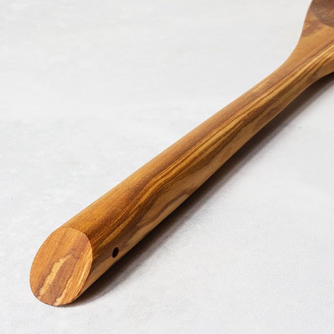 Rock & Branch Olive Wood Cooking Spoon, Wooden Mixing Spoon for Cooking, Safe for Nonstick Cookware, 13" Long