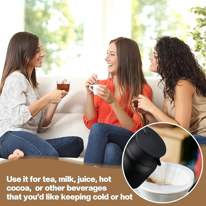 3 Pcs Thermal Coffee Carafe for Keeping Hot/Cold Stainless Steel Small Coffee Creamer Container Double Wall Vacuum Insulated Tea pot Beverage Dispenser for Milk Hot Chocolates(Black, 27 oz)