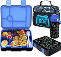 Bevalsa Kids Bento Lunch Box with 6 Compartment, Stainless Steel Metal Water Bottle, Insulated Bag & Utensils, BPA-Free Leakproof Food Container for School Boys Girls, Back To School Gift
