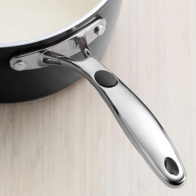 Tramontina Ceramica Deluxe 1.5-Quart Sauce Pan with Glass Lid, Ceramic Non Stick Small Saucepan, Oven-Safe, Metallic Black