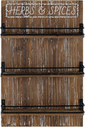 Farmhouse Wall Mount Spice Rack, Brown Wooden 3-Tier Shelf Organizer, Kitchen Pantry Wall-mounted Space Saving Storage Holder for 18 Jars