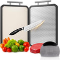 PurpleDove Double-Sided Cutting Board Set [Large] SS304 Stainless Steel Chopping Boards | Stain-Resistant, Non-Porous | Reversible Chopping Board for Meat & Vegetables