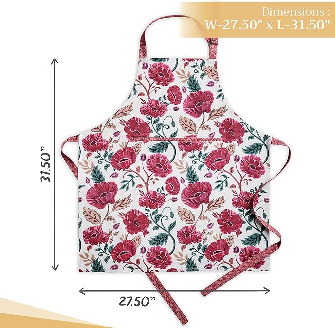 Maison d' Hermine 100% Cotton Apron for women with Pocket Kitchen Chef Apron for Men Cooking Gardening Server Waitress