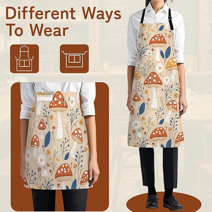 Adjustable Kitchen Apron with Pockets for Women and Men,Soft Chef Apron for Cooking, BBQ, and Grill