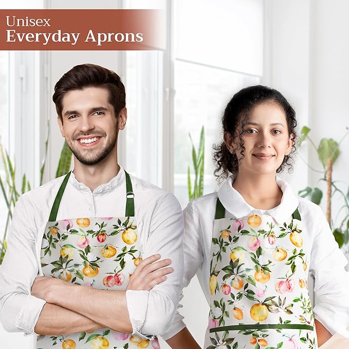 Maison d' Hermine 100% Cotton Apron for women with Pocket Kitchen Chef Apron for Men Cooking Gardening Server Waitress