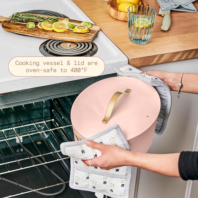 Beautiful 10-in-1 Electric MultiCooker 6 Quart - Programmable Slow Cooker, Sous Vide, Rice Cooker - Sleek Touch Timer & Delayed Start - Kitchen Appliance by Drew Barrymore (Rose)