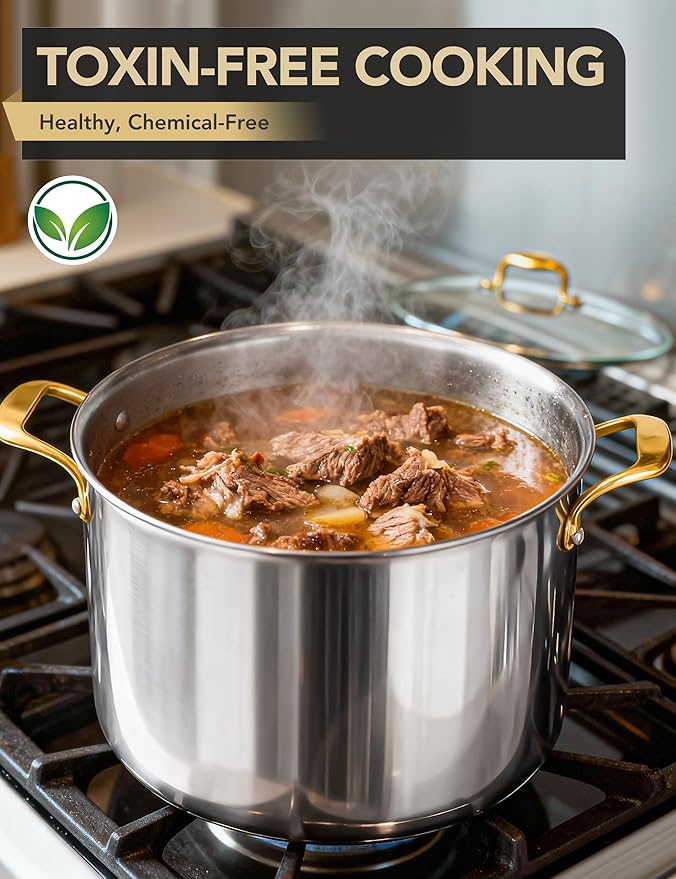 MICHELANGELO Stainless Steel Stock Pot - 20 Quart Soup Pot with Lid & Ergonomic Handle, Extra-Large Pots for Cooking, Suitable for All Stoves