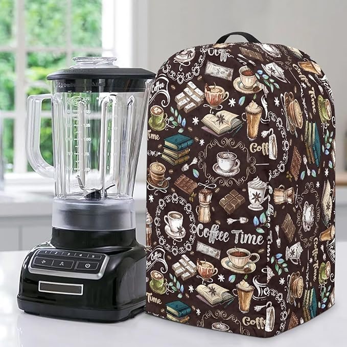 Book Coffee Time Blender Cover Kitchen Coffee Maker Cover Dust Protection Home Decor for Blender Food Processor Easy to Install Kitchen Appliance Cloth Cover