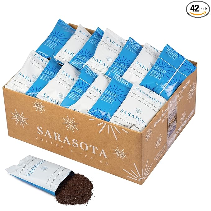 Colombian Coffee Packets – Medium Roast Ground, 1.5oz Bulk Pre-Measured Packs for 12-Cup Drip Brewers, Commercial Single-Pot Fractional Bags | Sarasota Coffee