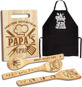 Papa Gifts, Christmas Papa Gifts from Grandkids, Gifts for Dad Wooden Cutting Board Utensils Set with Apron, Great Grandparents Day Stocking Stuffer Kitchen