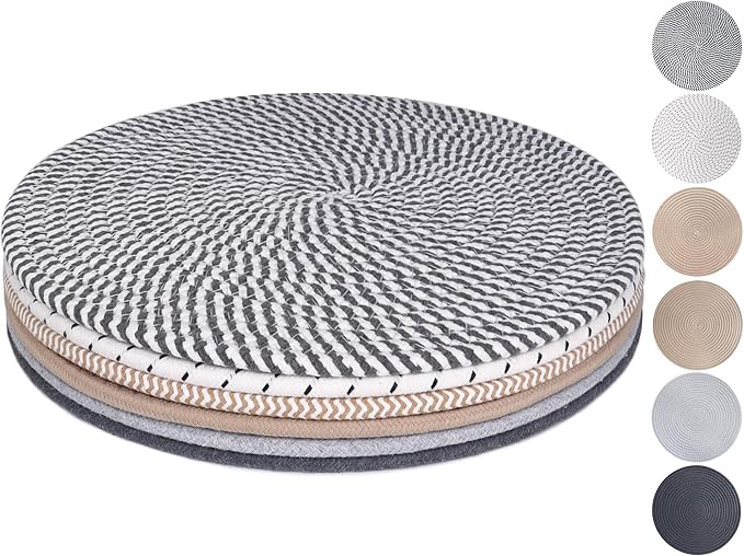 13 Inch Trivets for Hot Dishes, Large Trivets for Hot Pots and Pans, Thicken Heat Resistant Round Place Mats Woven Table Mats, Boho Placemats for Kitchen Dining Table, 6 Pcs