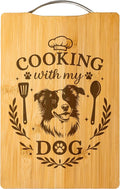 Bamboo Cutting Board, Dog Lover Kitchen Gift, Handmade Decor – Cooking with My Dog (Border Collie)