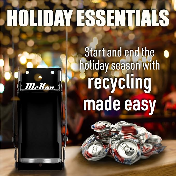 Mckay 16oz Metal Can Crusher, Heavy-Duty Wall-Mounted Smasher for Aluminum Seltzer, Soda, Beer Cans and Bottles for Recycling, Gadgets for Home, also works for 12 Oz. Can (Black)