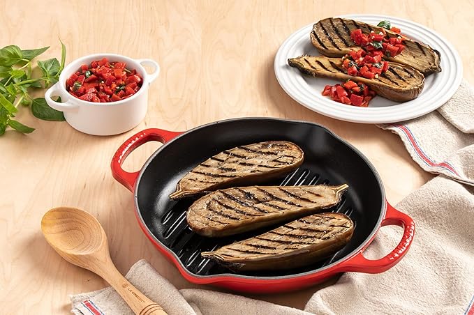 Le Creuset Enameled Cast Iron Signature Deep Round Grill, 9.75", Cerise
