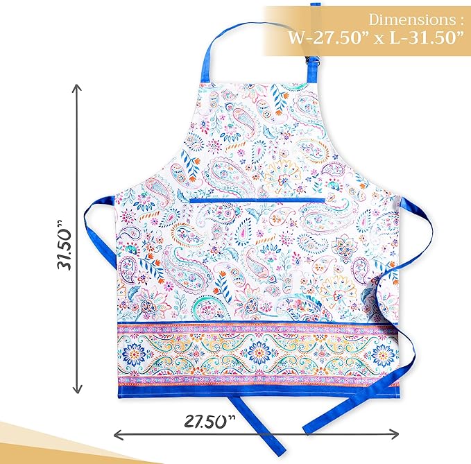 Maison d' Hermine 100% Cotton Apron for women with Pocket Kitchen Chef Apron for Men Cooking Gardening Server Waitress