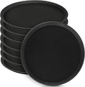 Lallisa 8 Pcs 16'' Large Restaurant Serving Trays with Rubber Lined Plastic Non Slip Tray Non Skid Round Serving Platter Server Tray for Bar Drink, Cafeteria Food, Coffee, Table, Hotel, Party, Black