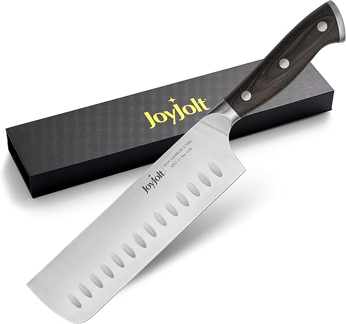 JoyJolt 7” Nakiri Knife. High Carbon x50 German Steel Kitchen Knife – Magnetic Gift Boxed Japanese Knife.