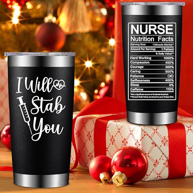 Nurse Gifts for Women - Nurses Week Gift - Nurse Graduation Appreciation Christmas Gifts for Nurses, Practitioner - 20oz I Will Stab You Tumbler Cup