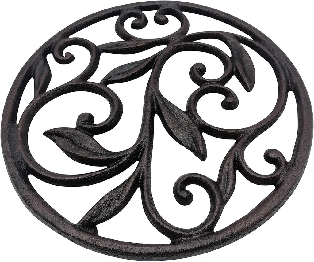 Comfy Hour Antique and Vintage Collection Cast Iron Round Trivet 7.8" D Black