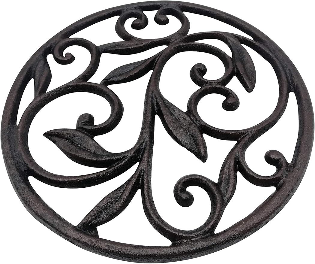 Comfy Hour Antique and Vintage Collection Cast Iron Round Trivet 7.8" D Black
