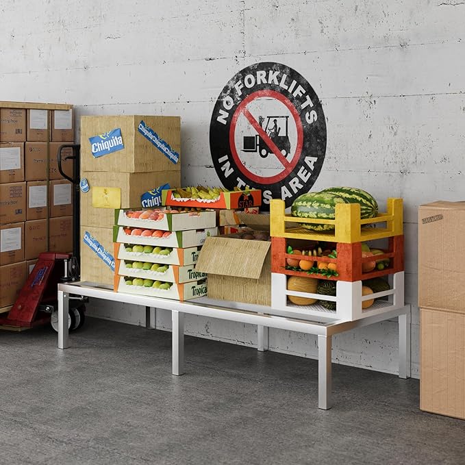 60" Long x 24" Wide | Height: 12" Off The Floor Aluminum Dunnage Rack | Storage in Restaurant, Kitchens and Garages and More!