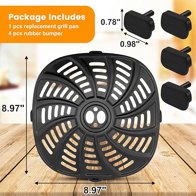 Air Fryer Grill Pan for Gourmia GAF798 7QT GAF716 Air Fryer, Food Grade Nonstick 8.97''*8.97'' Replacement Parts Accessories Rack Tray Grill Plate Crisper Plate，Dishwasher Safe